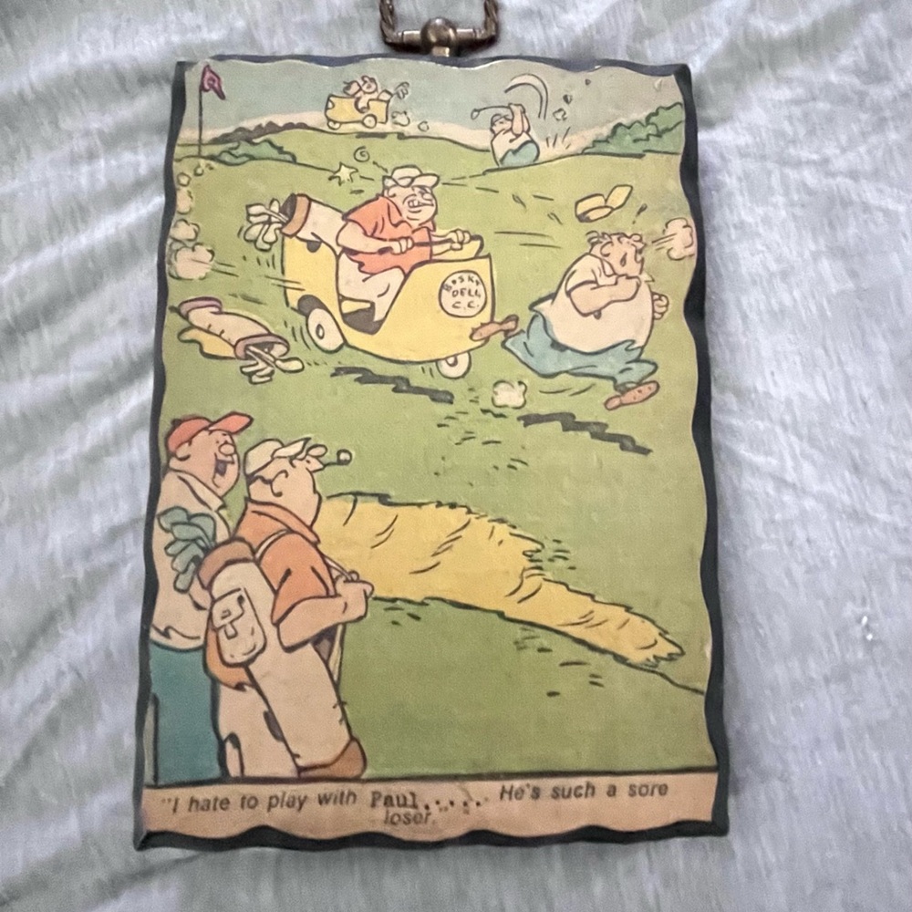 Vintage Golf Cartoon Plaque